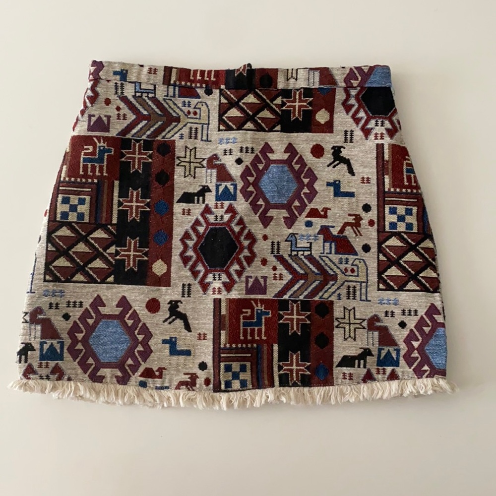 Printed Mini Skirt with Bottom Ruffles